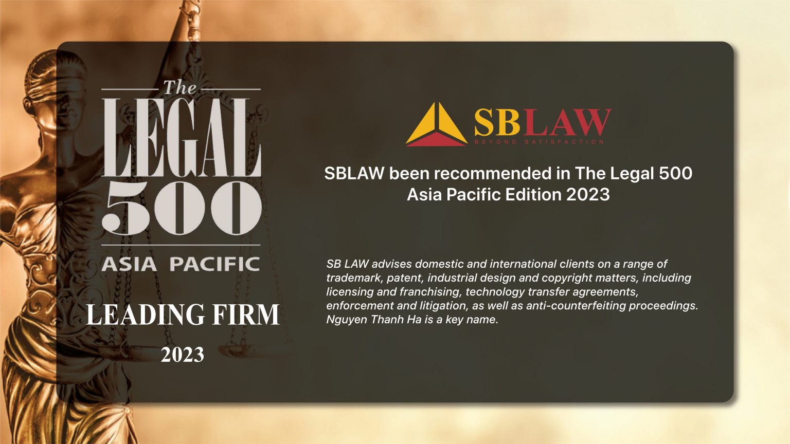 SBLAW Has Been Ranked In The Legal 500 Asia Pacific 2023 Edition